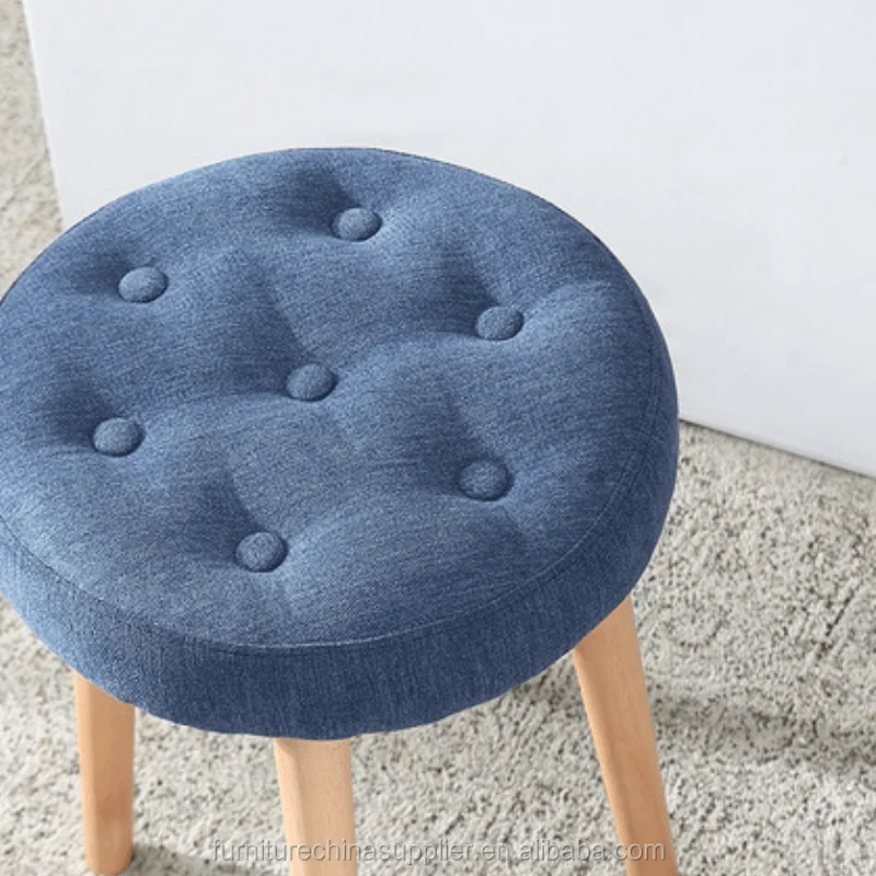 Wholesale Nordic Modern Step Stool Foot Stool Wooden Legs Round Padded Stool & Ottomans Living Room Furniture WD-140