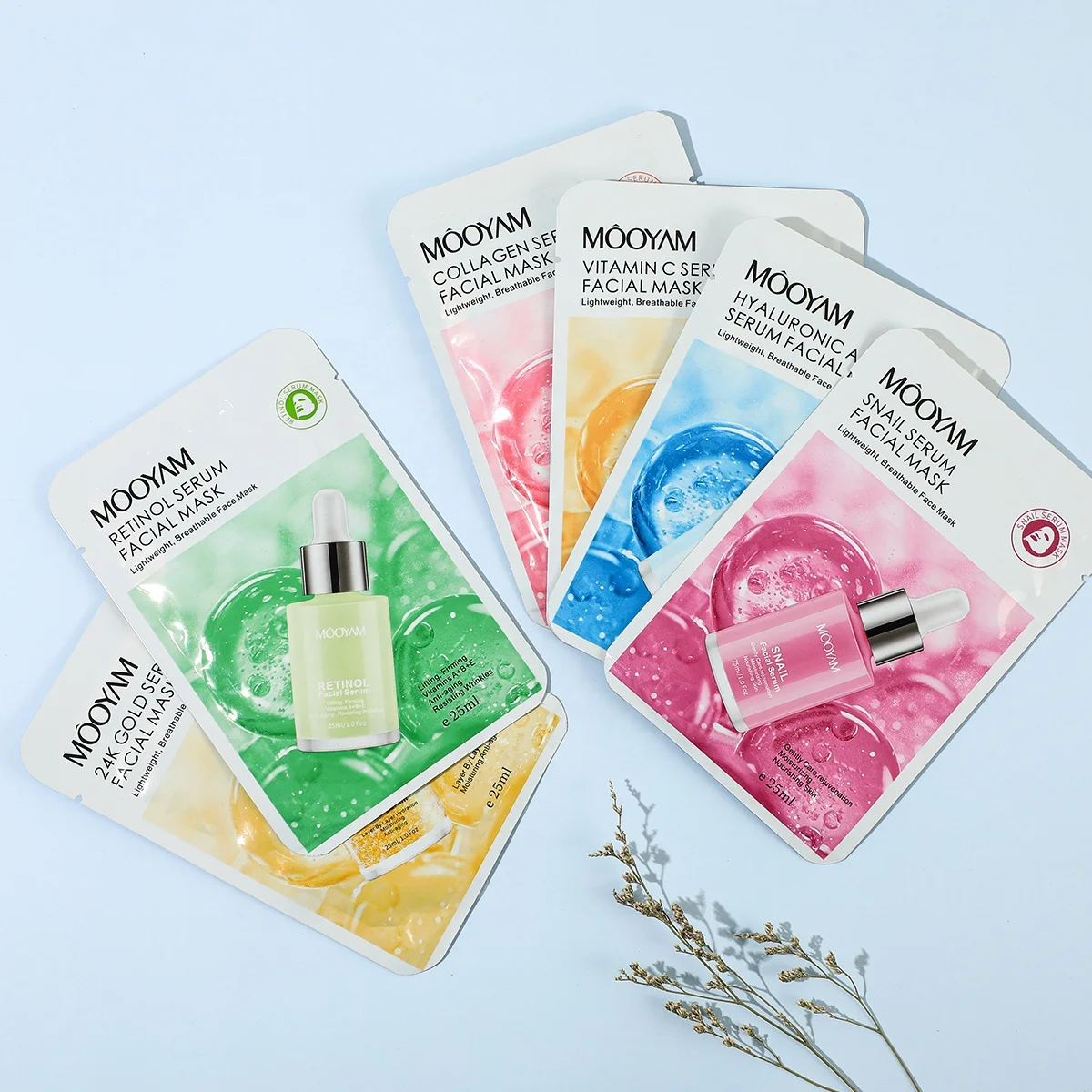 Private Label Korean Beauty Retinol Skin Care Serum Face Masks Sheet Snail Vitamin C Essence Mascarillasl Facial Mask