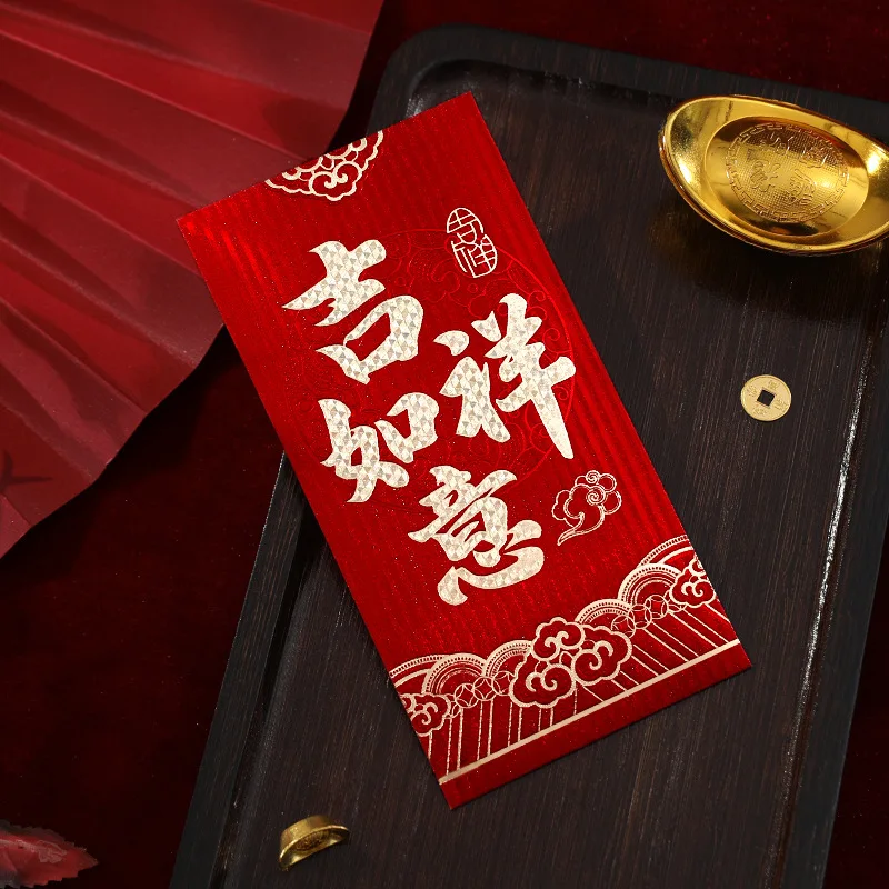Red Envelopes Chinese New Year 2025 Customized Velvet Laminated CNY Lucky Money Envelope Hot Stamp Red Packet