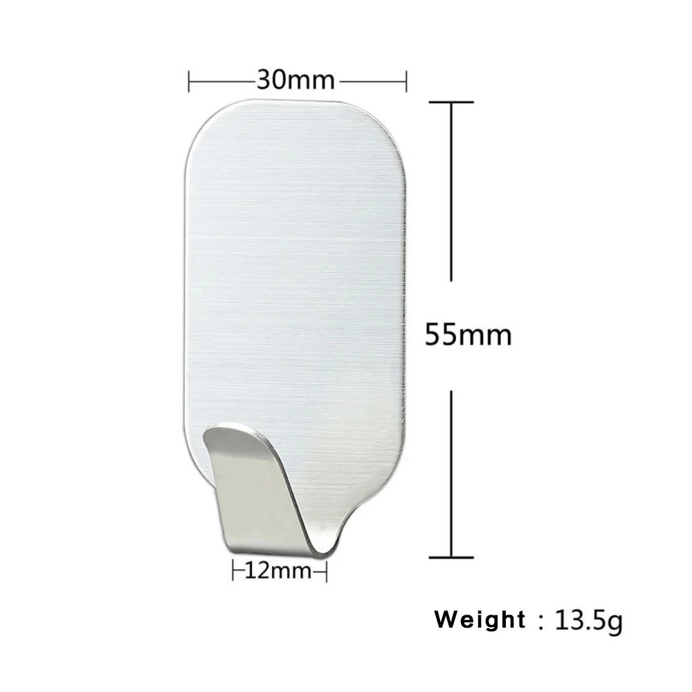 Amazon best selling 3M Self Adhesive Stainless Steel Hook For Clothes Hat Key Towel In Kitchen Bathroom