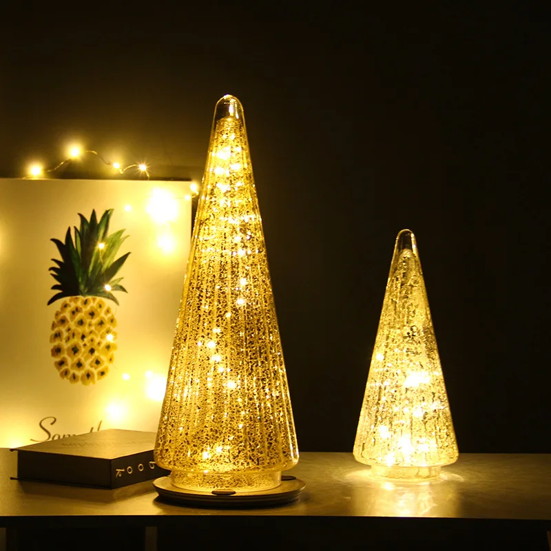 Tabletop Christmas Decoration Handmade glass led Christmas Tree Ornaments