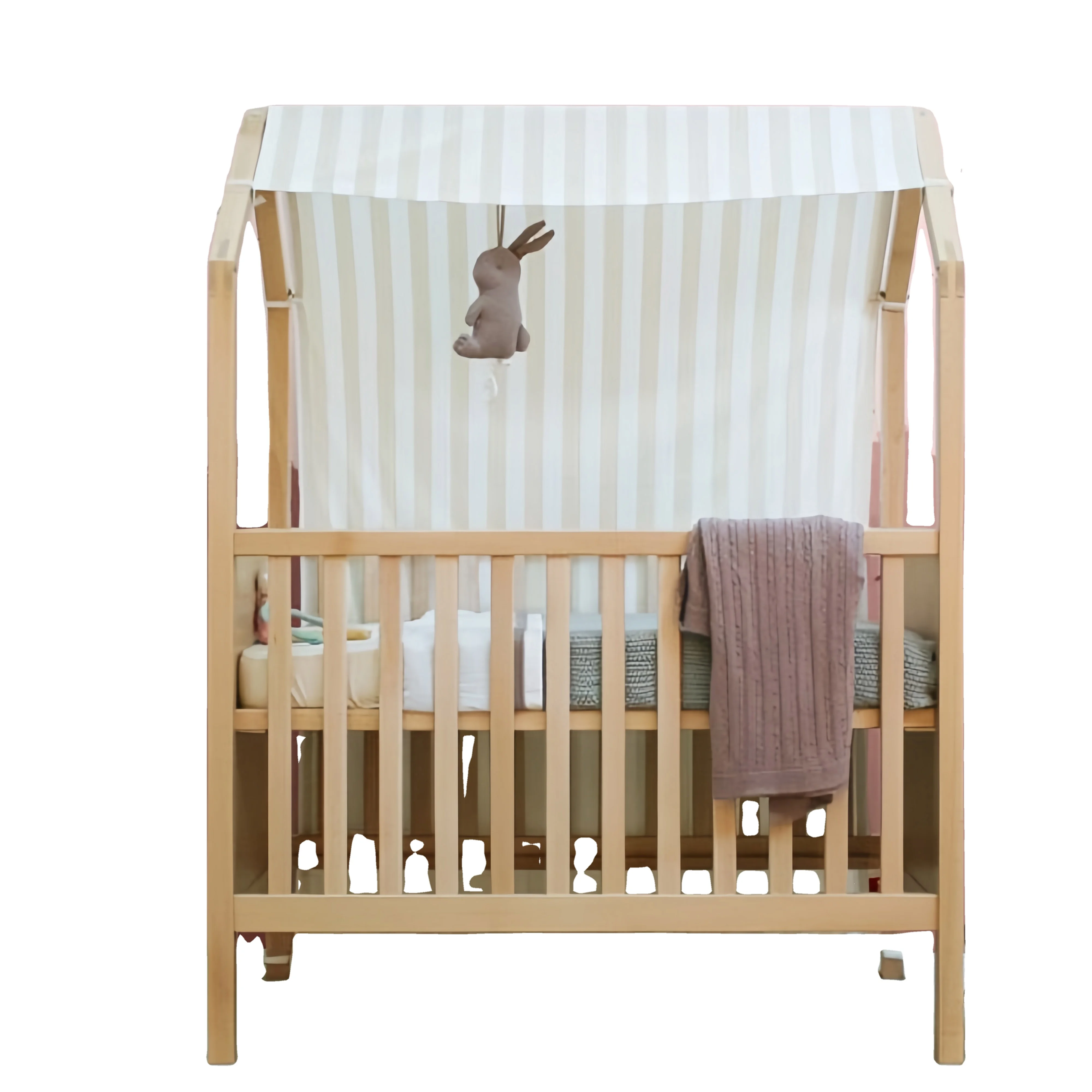 Высококачественная детская деревянная кроватка нового типа, полноразмерная детская кроватка из массива дерева и сосны с многофункциональной кроваткой-трансформером 4 в 1