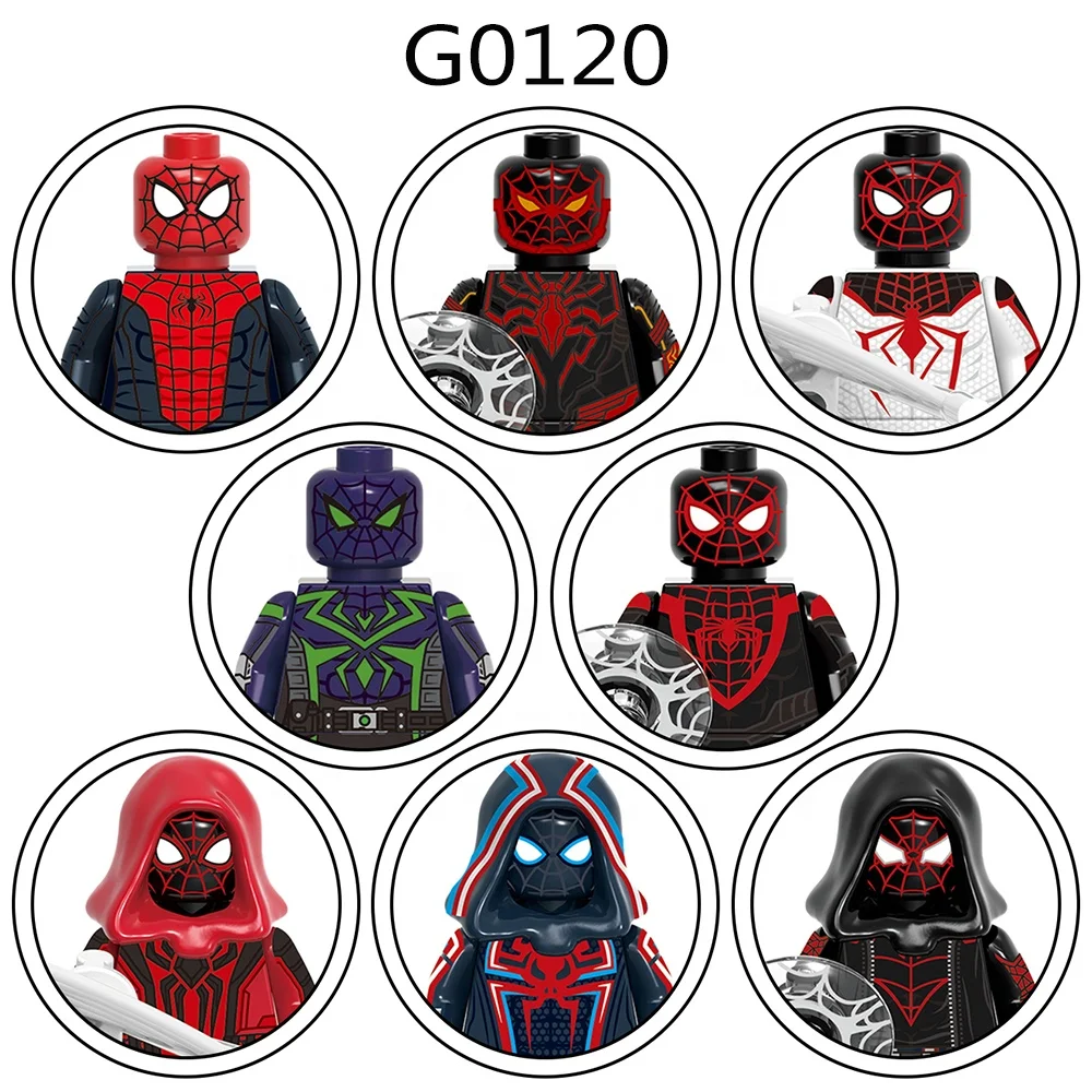 G0120 Super Heroes Spider The End Miles Morales 2099 Crimson Cowl Classic Purple Reign Suit Man Building Blocks Bricks Kids Toys