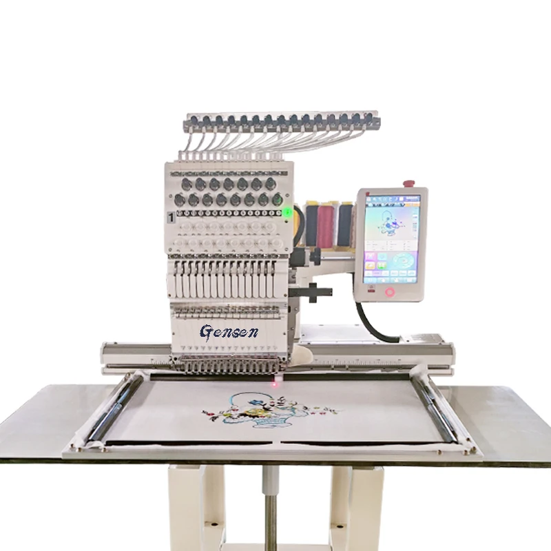 Monogram computerized embroidery machine one head 3D logo making sewing and embroidery machines 12 15 needles for sale