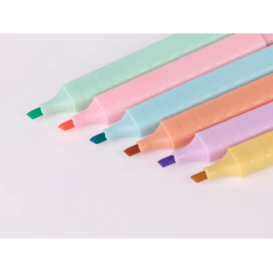 6-Pack Cute Aesthetic Highlighters Metallic Colors Oblique Chisel Tip for School Writing on Paper