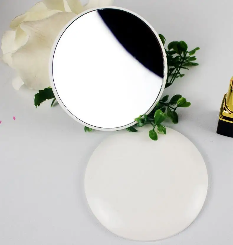 Mini Magnifying Portable Hand Pocket Makeup Mirror White Round 5x Magnification Mirror For Face Lip Make Up