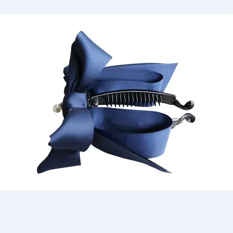 
Ribbon ponytail solid color bow banana hair clip for women 