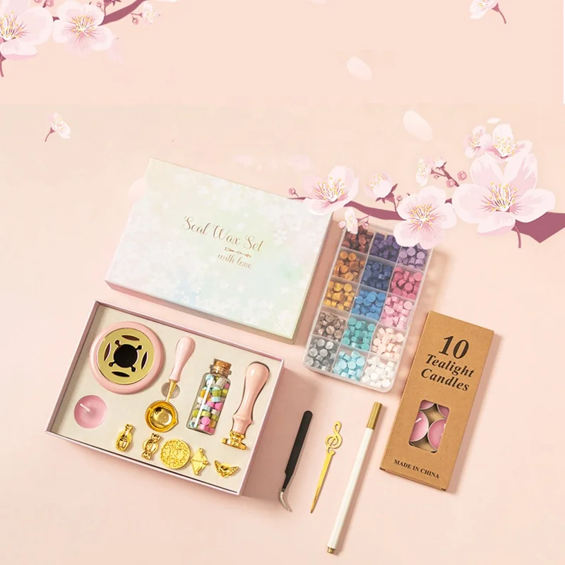 Cherry blossom series Sealing Wax Stamp set with Copper Wax Seal Stamp Head for birthday gift Valentine Day