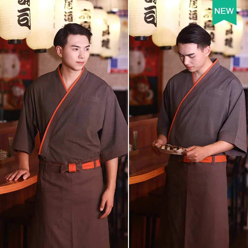 New sushi restaurant work clothes Japanese  cuisine Japanese chef service sushi service mitsuaki kimono men