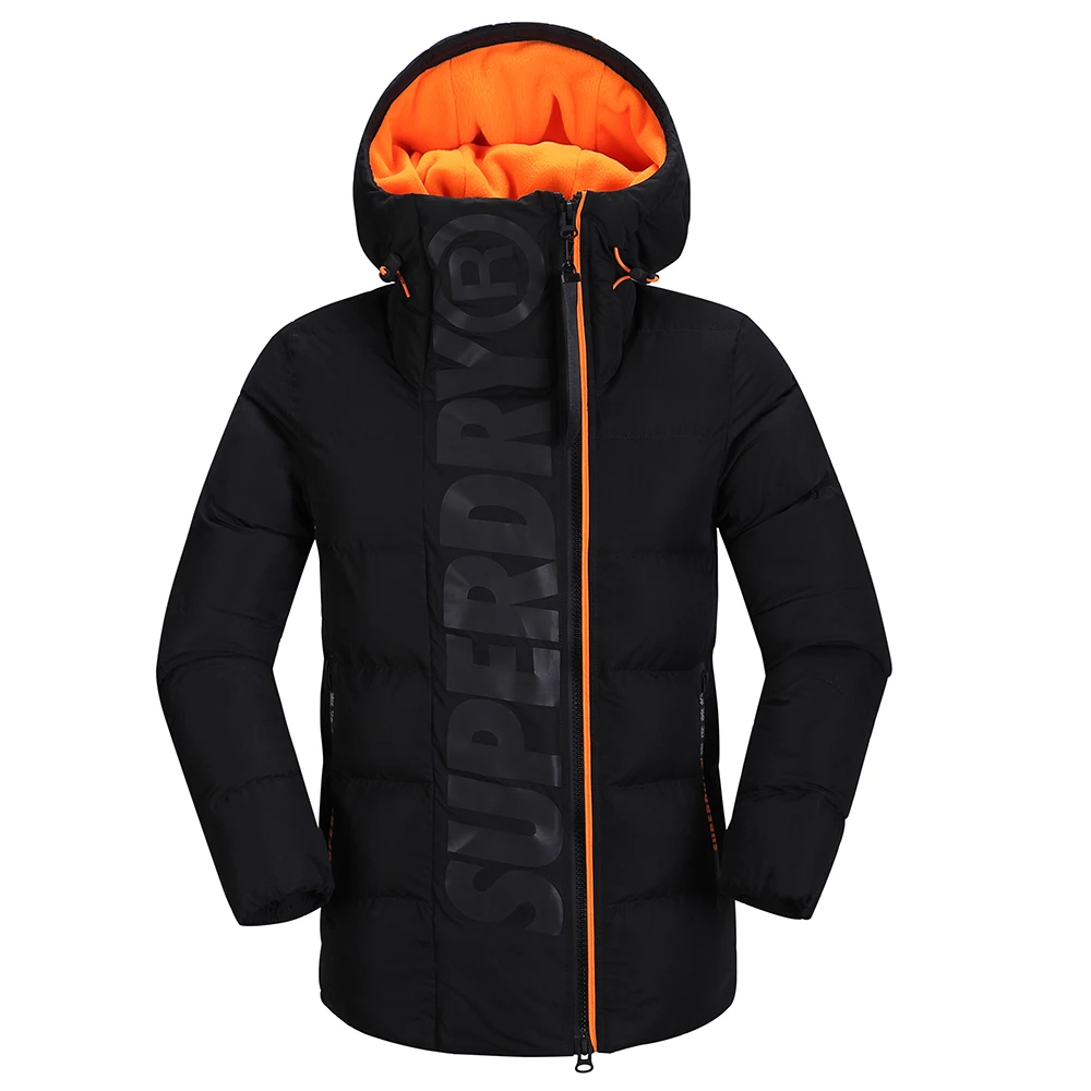 Outdoor windbreaker custom warm lined puff jacket casual long puffer down winter jacket waterproof men outerwear jacket men