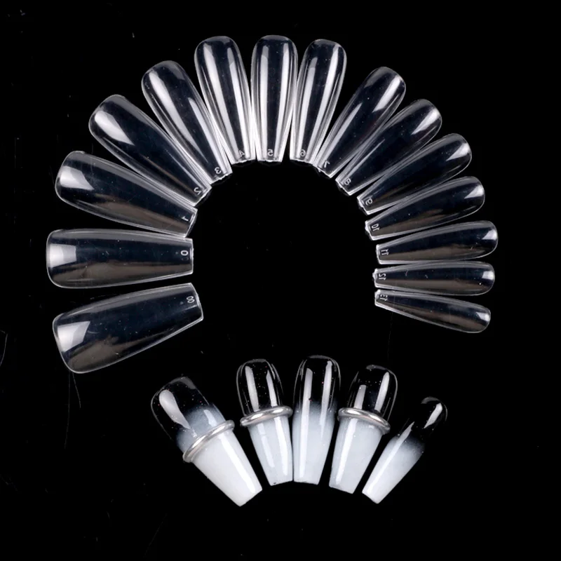 TSZS 240Pcs Soft Gel Fake Nail Tips Professional Full Cover Tips Soak Off Nail Extensions Medium Coffin Clear Press on Nails