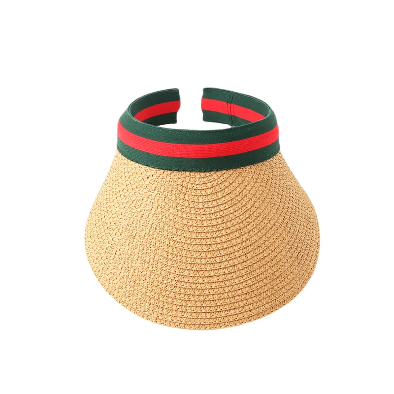 Wholesale Custom Summer Women Visor Caps Straw Hats Outdoor Sunshade Sun Has