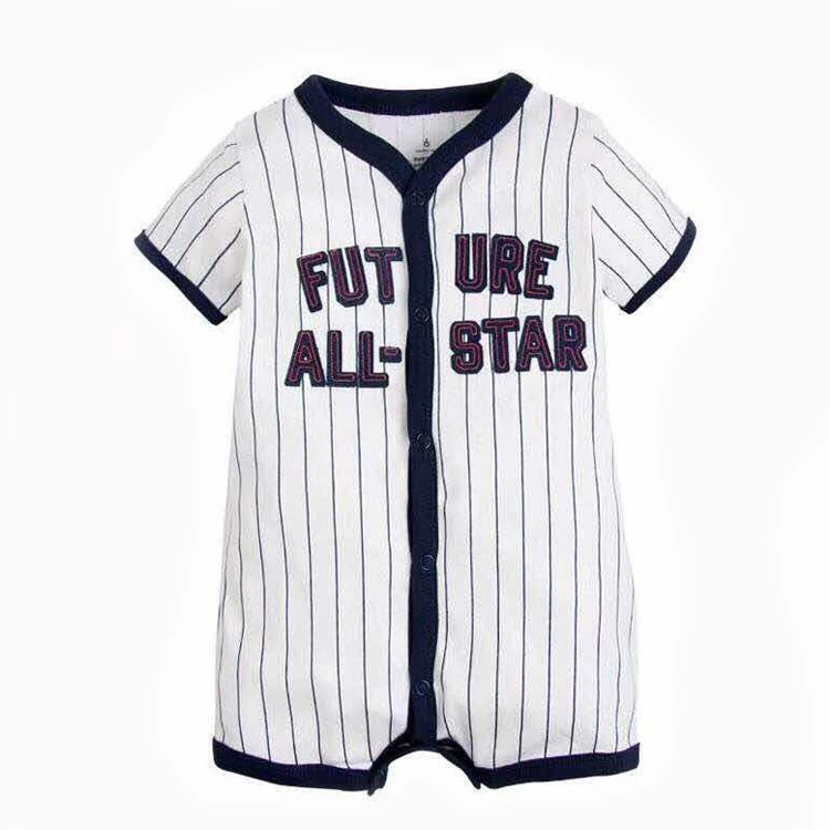 
Wholesale Summer Sports Short Sleeve Infant Baby Cotton Clothes Newborn Baby Boy Romper woth Snap Button 