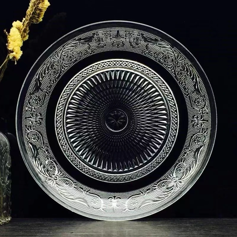 Plates glass For Fruit round shape dishes factory price glass fruit plates