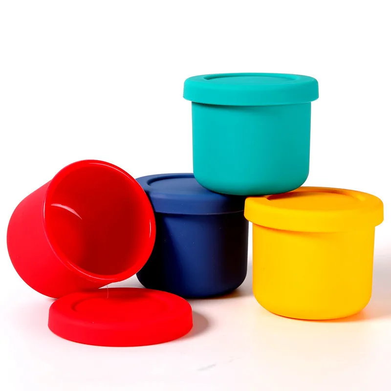 Food Safe Silicone Small Condiment Containers with Lids Reusable Silicone Baking Cups Snack Containers Sauce Cups