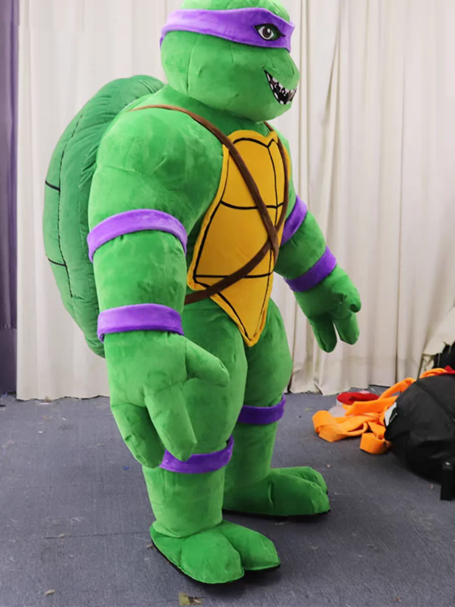 Giant Inflatable Cartoon Green Ninja Turtle Tortoise Mascot Costume Plush Muscle Men Carnival Cosplay Performance Suits For Sale