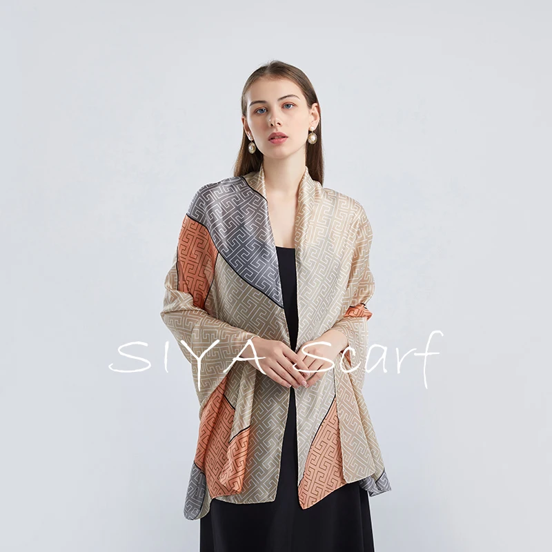 Manufacturer 2022 latest designer head scarf silk hajiabs luxury retro vintage pattern printed long women satin scarves silk