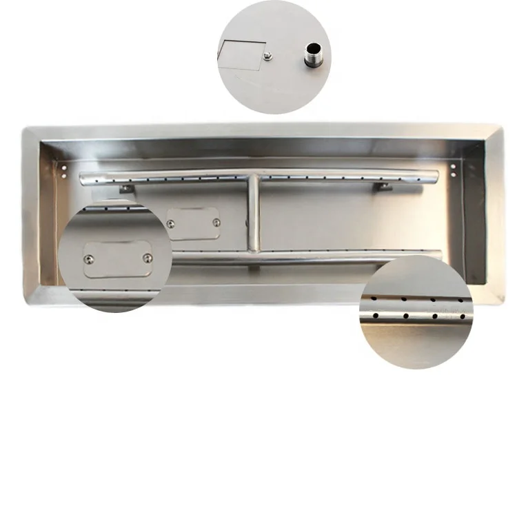 Outdoor 36 in.Trough Gas drop-in firepit bowl with T burner, fire pit burner kit
