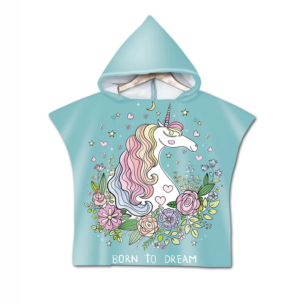 Wholesale Kids Hooded Towel Beach Surf Poncho Kids Hooded Beach Towel Super Absorbent Unicorn Hooded Towel for Kids 1pc for sale