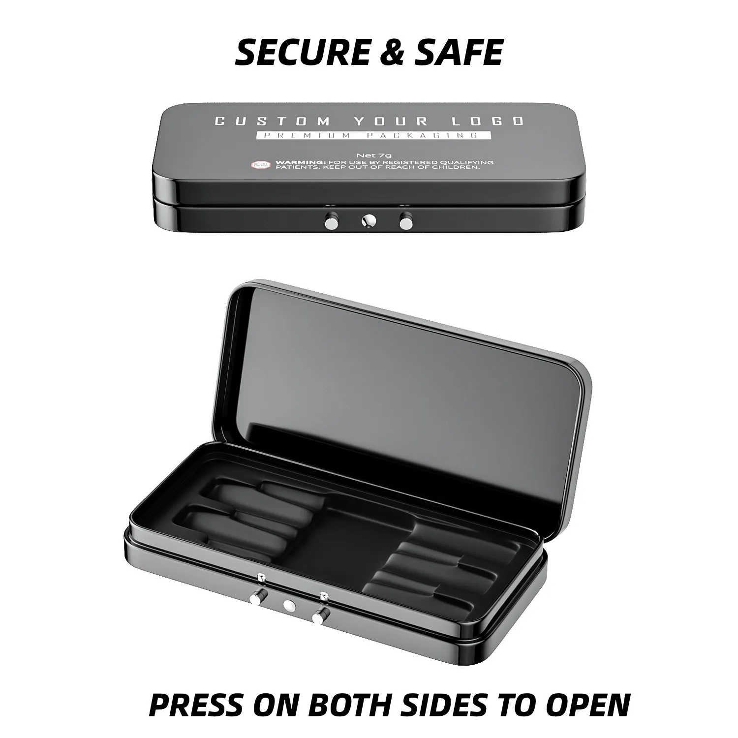 5 packs Airtight Smell Proof Container Child Proof Metal Tin Box With Insert For Gummies Candy Mint Pre Rolled Packaging