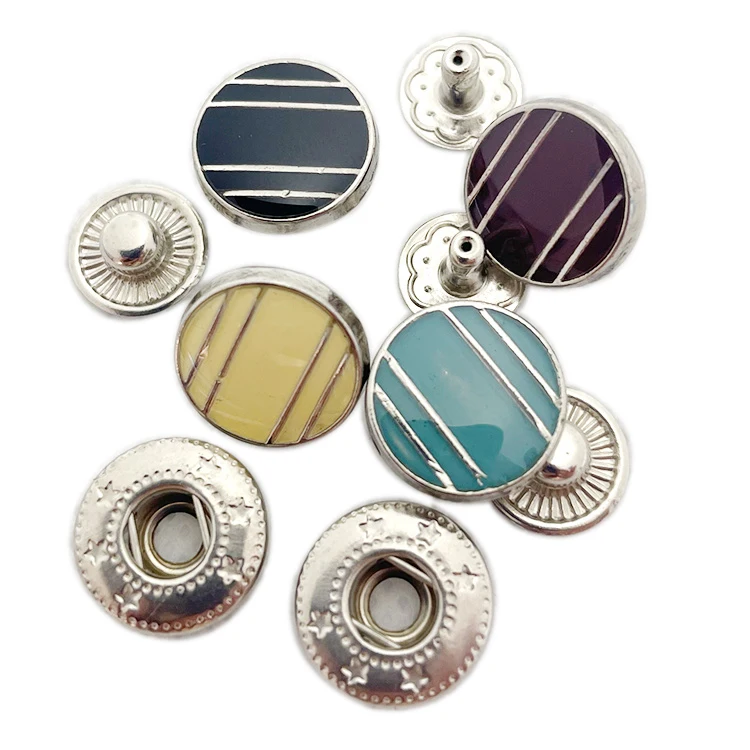 Factory price engraved brand Custom alloy made paint metal logo snap button for coats clothing