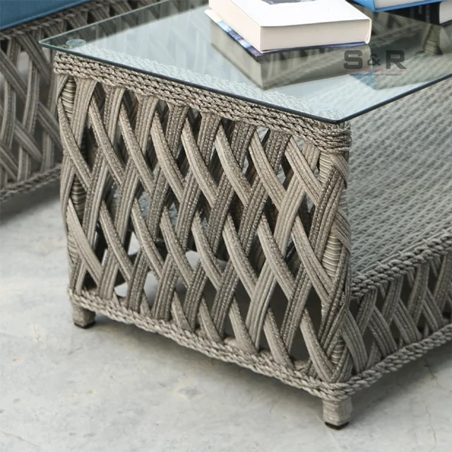 New classic comfort garden style outdoor garden furniture set rattan sofa with table