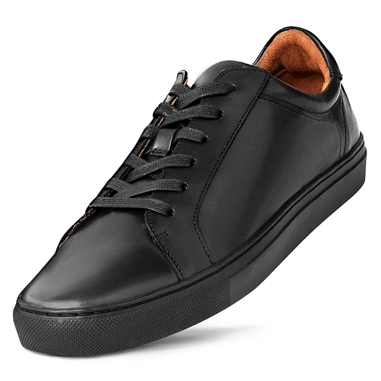 Hot Selling Custom Fashion Design Comfortable Black PU Sneakers Men Casual Shoes