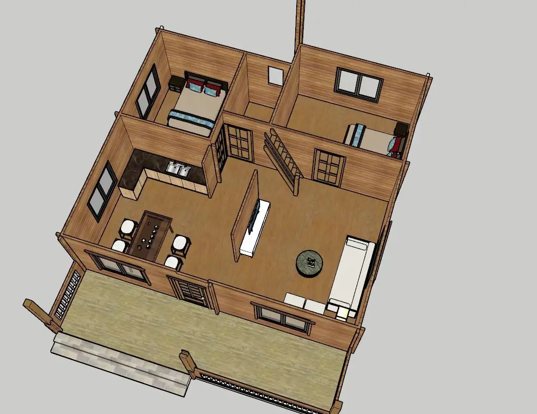 Low cost 2 bedrooms pine wood prefabricated houses