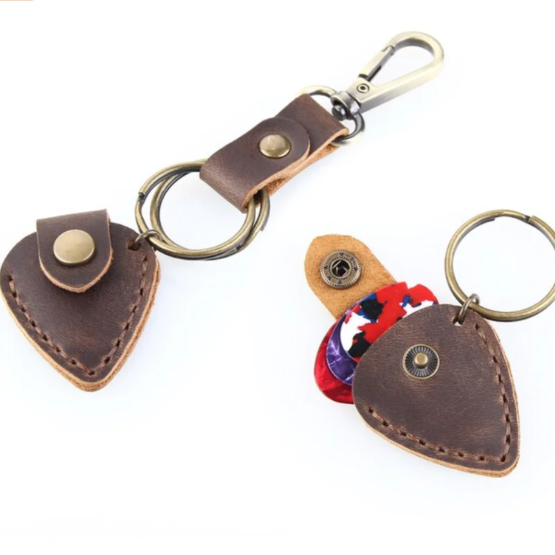 YY Stocked Genuine Leather Guitar Pick Holder Portable Guitar Pick Case Music Instrument Plectrum Cover for Musicians