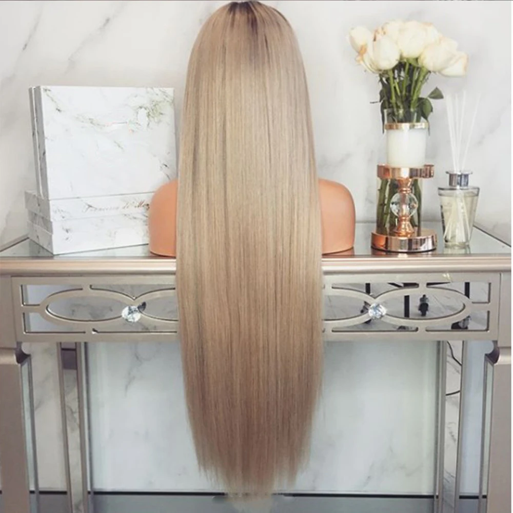 613 Body Wave Ombre Platinum Wig Transparent Lace 13x4 Lace Front Human Hair Wigs Pre Plucked Straight Ash Blonde Brazilian Remy