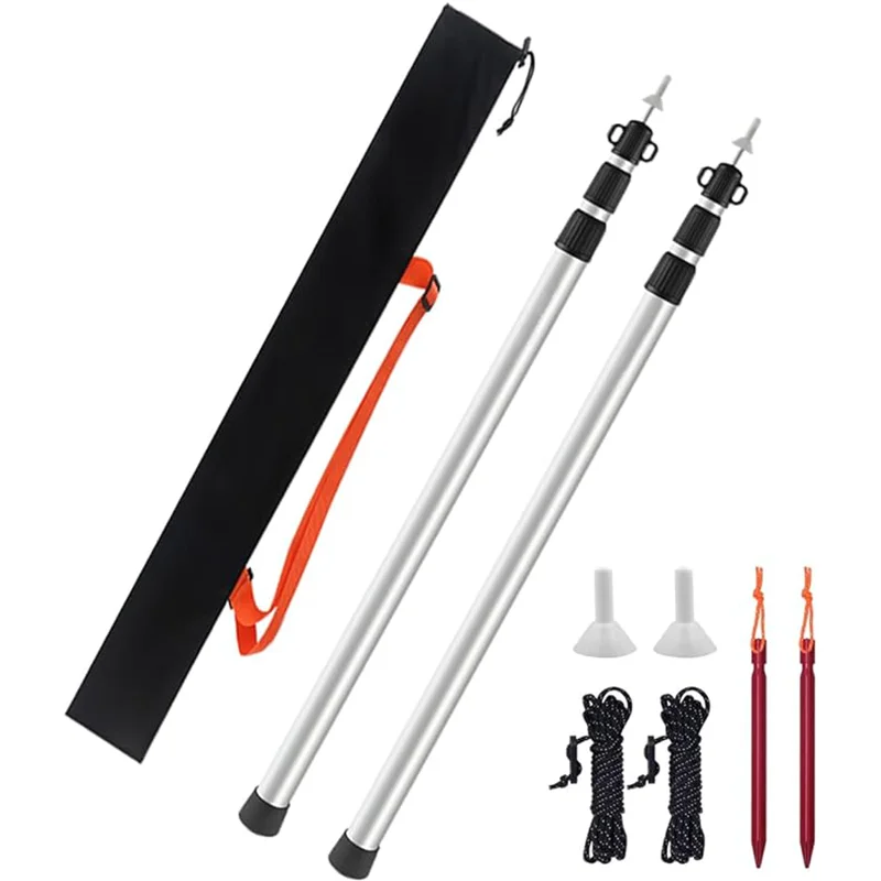 Lightweight Adjustable Tent Poles Adjustable Tarp Tent Poles Telescoping Aluminum Rods Portable Awning Poles