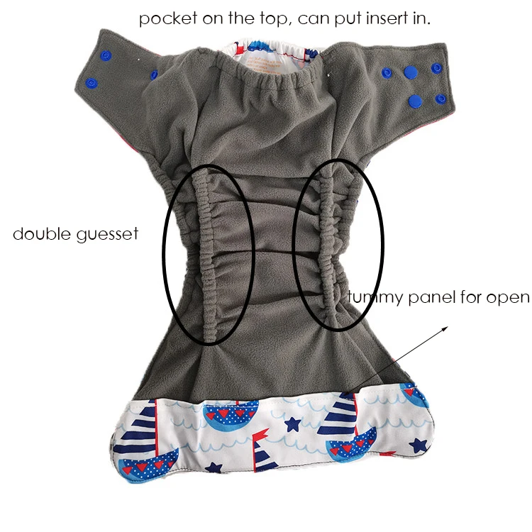 Blue Panda Free Samples Washable Reusable 1 Size Pocket Baby Cloth Diaper Cotton Fabric Baby Nappies baby cloth aio bamboo