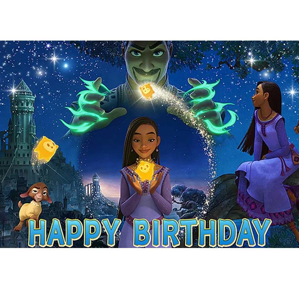 Asha Wish Movie Backdrop Princess Asha Birthday Party Decorations Banner Goat Wish Kingdom Wishing Star Photography Background