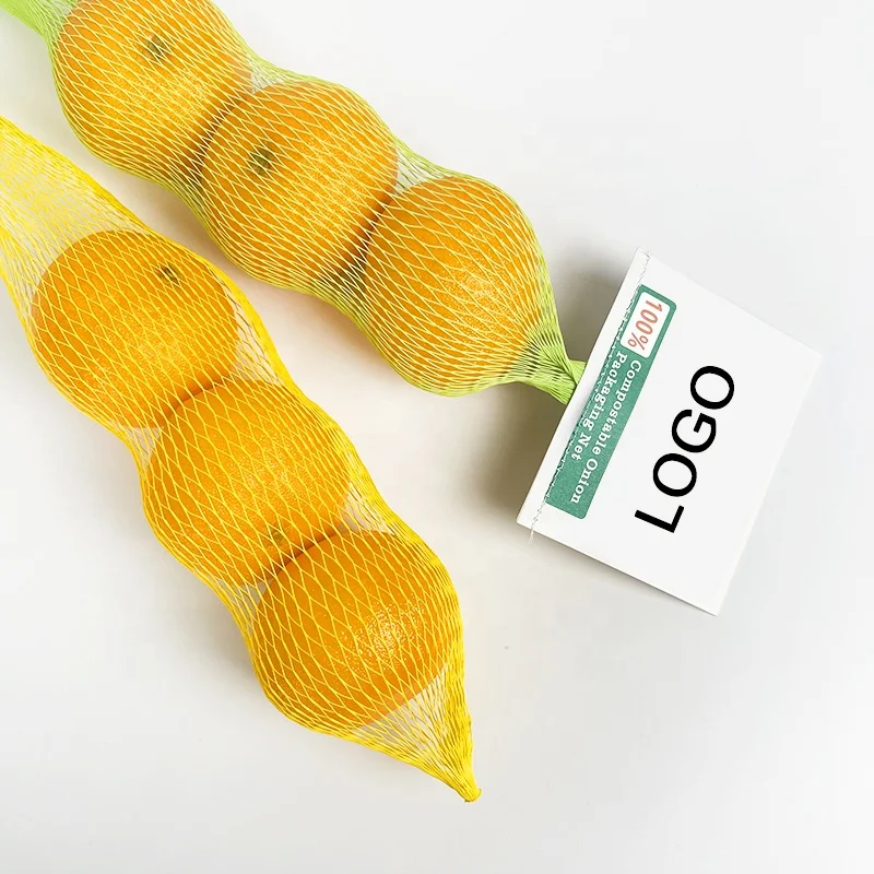 Compostable biodegradable netting packing supermarket vegetables fruit packaging pla net vegetable storage mesh bag