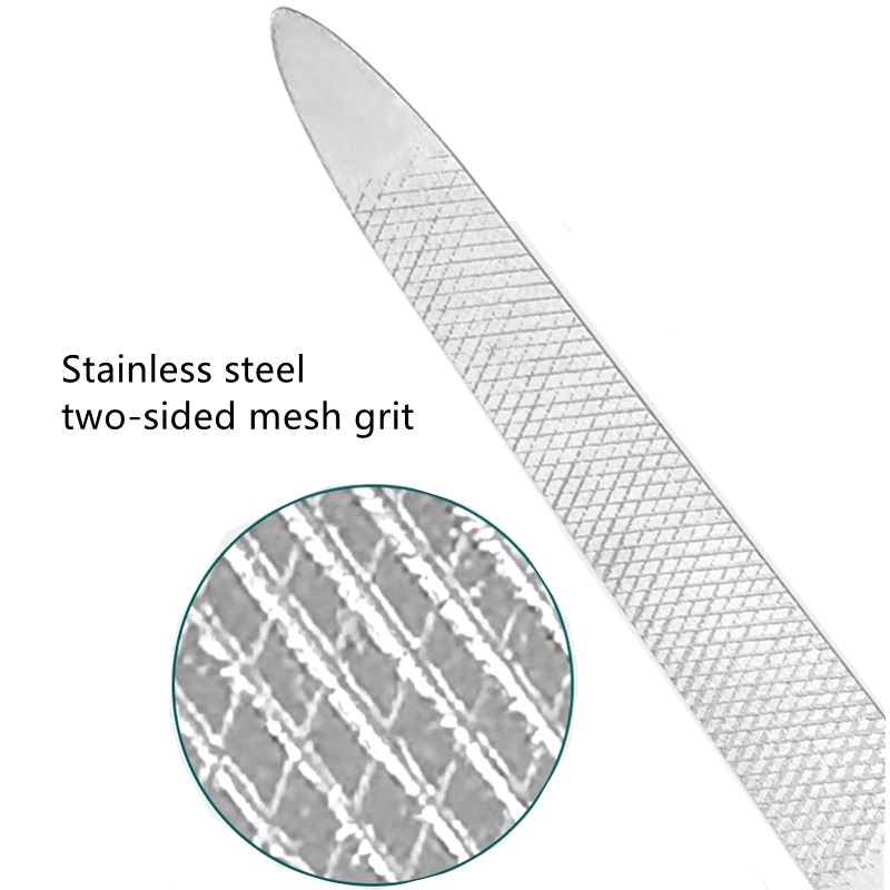 Wholesale metal crafts nail file Metal Color Double sided Stainless steel 7.7cm Portable folding nail file manicure tool