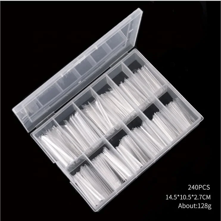  240Pcs Extra Long C Curve Nail Tips Clear UV Gel Salon Ballerina XL XXL Coffin Art