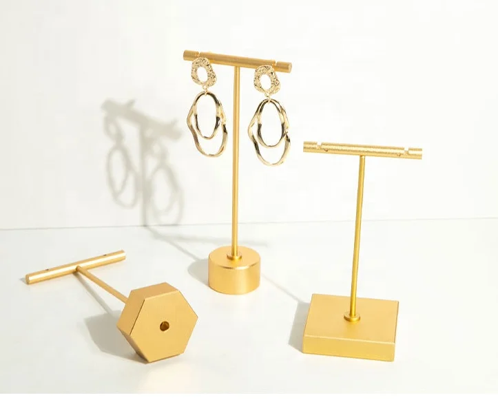 Top quality gold T bar metal jewelry display stands earring holder stand display for shop