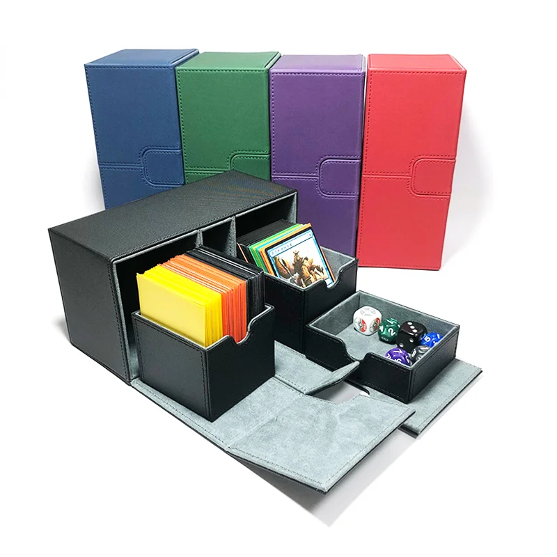 Large Capacity Card Storage Box Magnetic Three Drawer Card Box