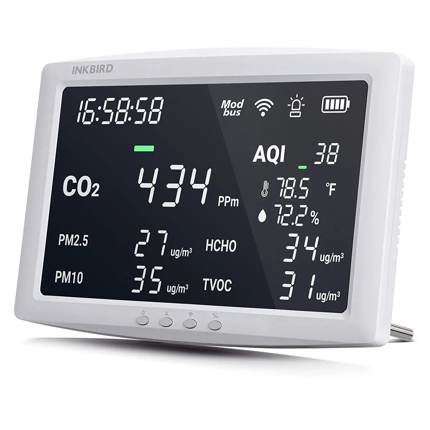 INKBIRD WiFi Air Quality Monitor WiFI IAQM-128 for CO2 PM2.5  PM10  TVOC  HCHO AQI  temperature  humidity Air analyzer