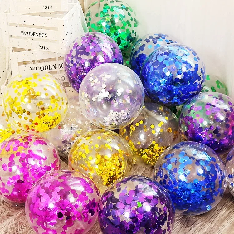 12 Inch (100pcs/bag) Confetti Balloon Party Transparent Round Star Heart Paillette Latex Balloons