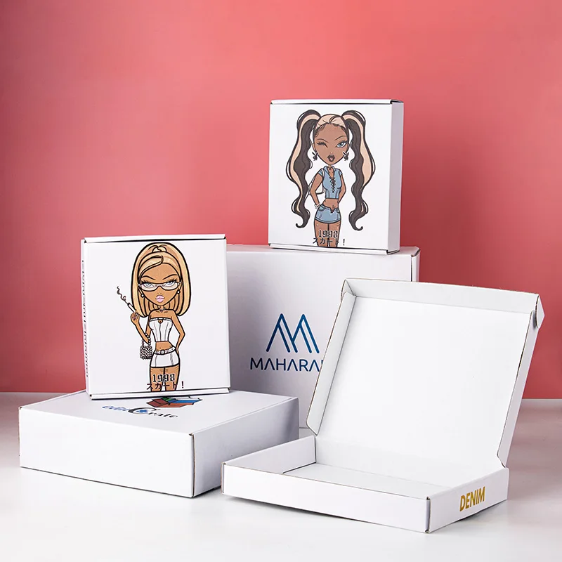 Distribution Box Printed Color Clothing White Shipping Boxes Custom Logo Mailer Corrugated Packaging Box