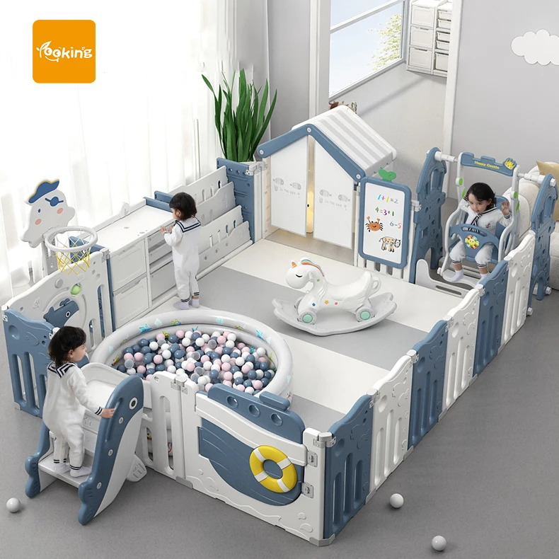 Master Style Playpen Para Cartoon Indoor Hdpe Activity Center Large Toddler Baby Playpen Fence With Safety Gate