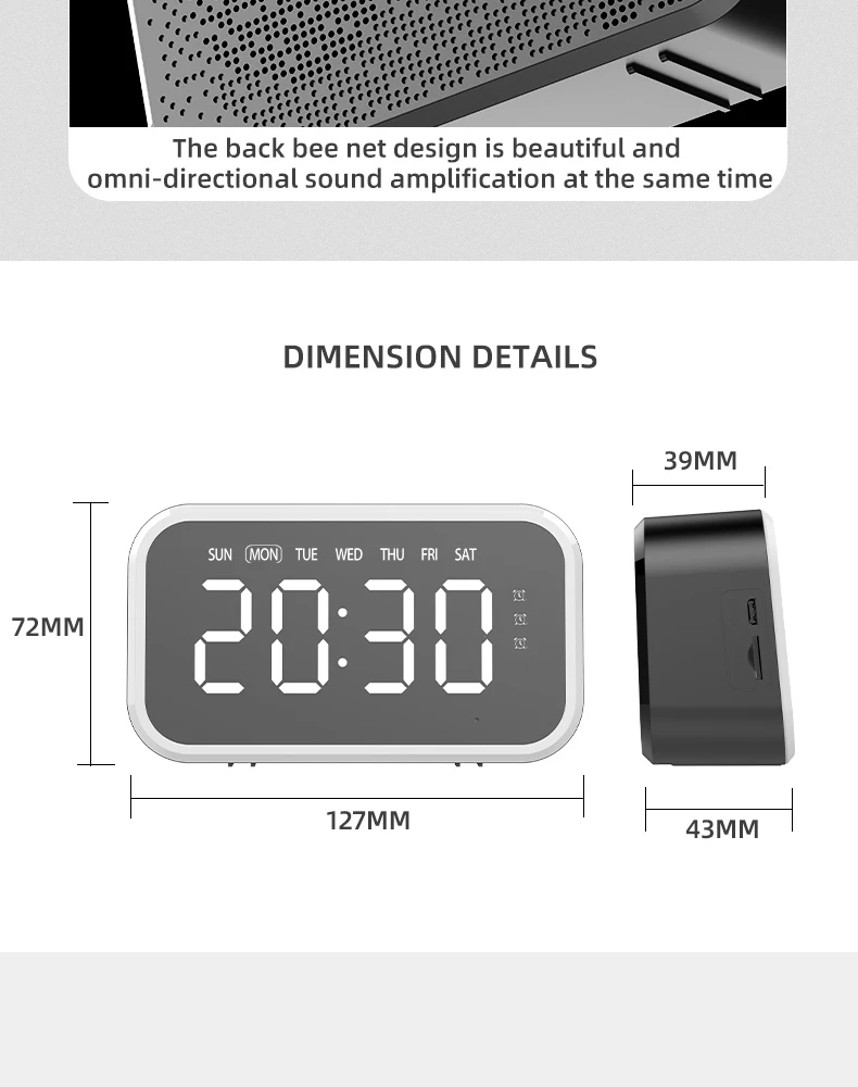 Multifunction Smart Table Clocks With Voice Prompt Mini Speaker Bluetooth High Quality Bluetooth Speaker Outdoor