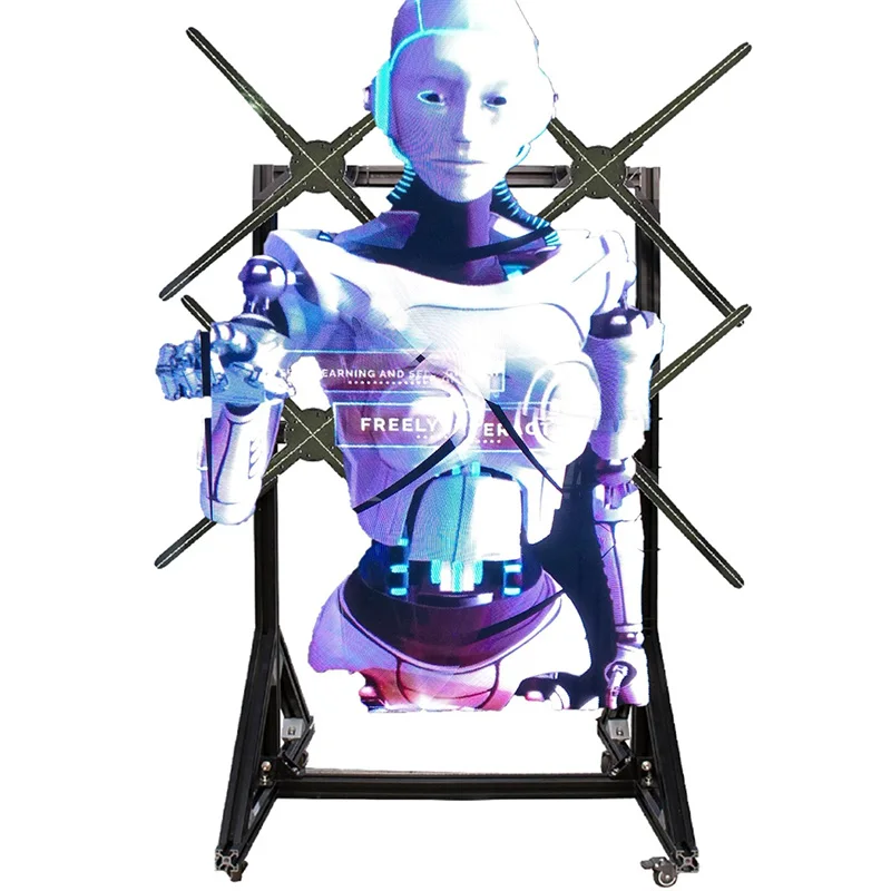 Advertising display  led fan 4 pcs synchronize 3d hologram led fan 3D holographic transparent fan