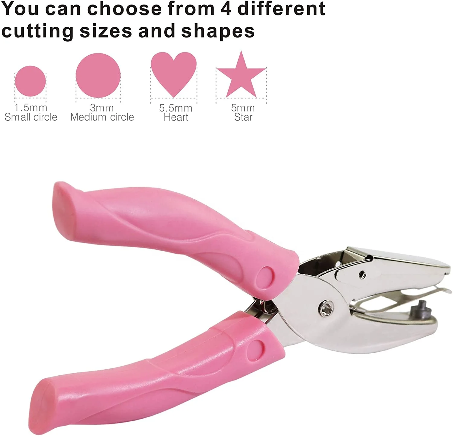 1/4 Inch Heart Shaped Metal Single Handheld Hole Paper Punch Punchers with Soft-Handled for Tags Clothing Ticket