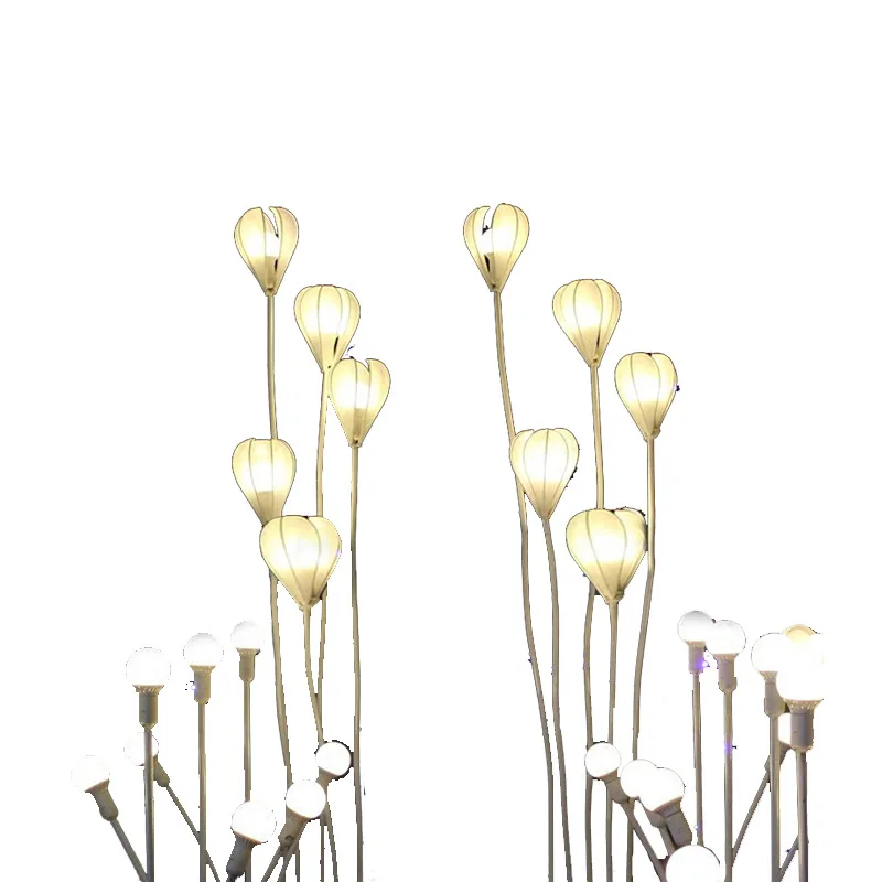 5-Headed Iron Art Lotus Road Guidance Light Metal Wedding Stage Guidance Props with Bubble Light Decoration