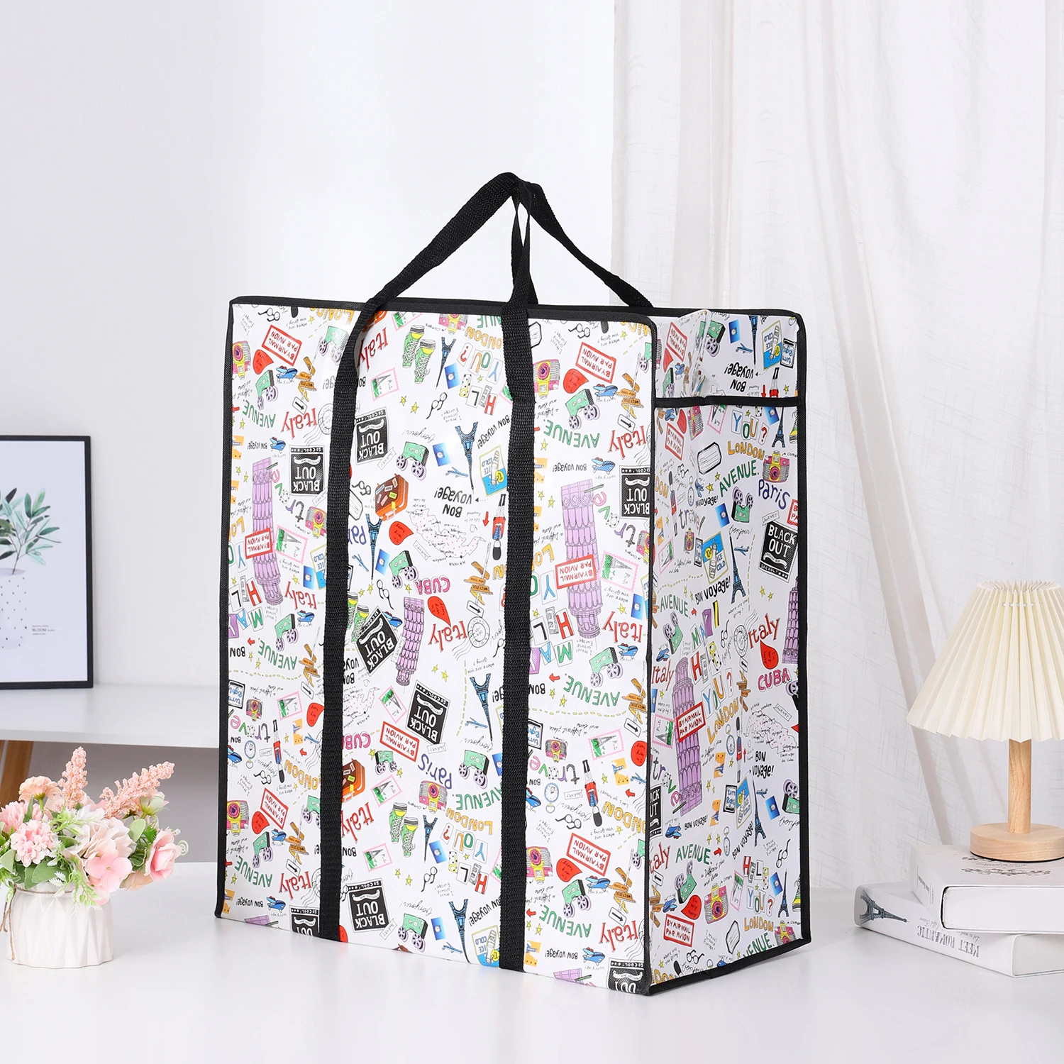 Wholesale recycling zhejiang handmade plastic bag woven basket hand woven women bags woven bag stripe