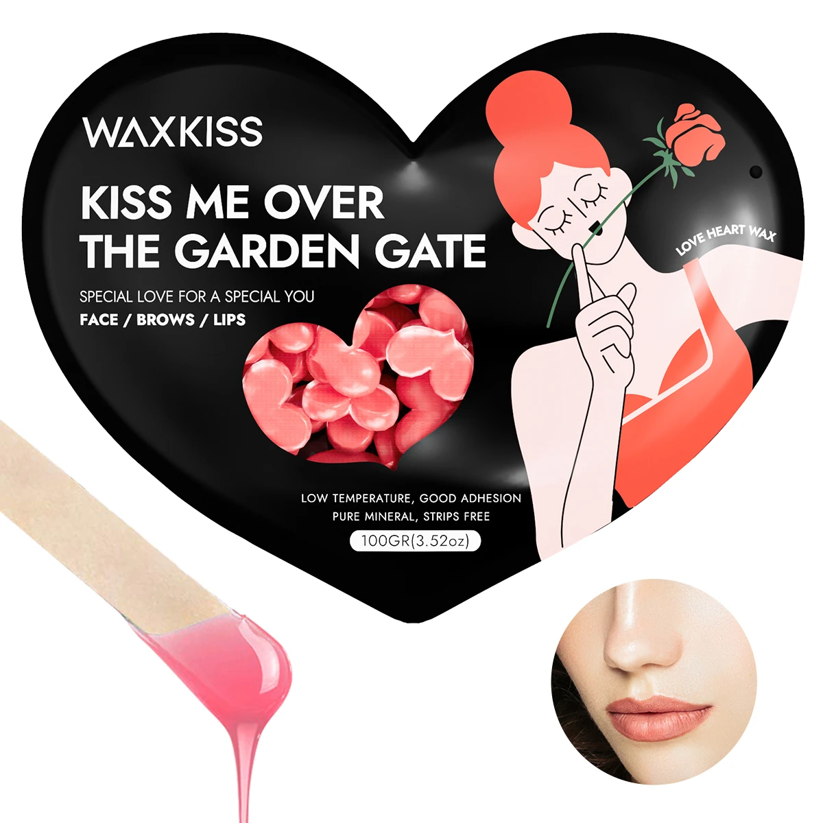 Waxkiss 100g Painless Hair Removal Hard Wax Bean Customize Lavender Rose Depilatory Love Heart Wax Beads For Salon