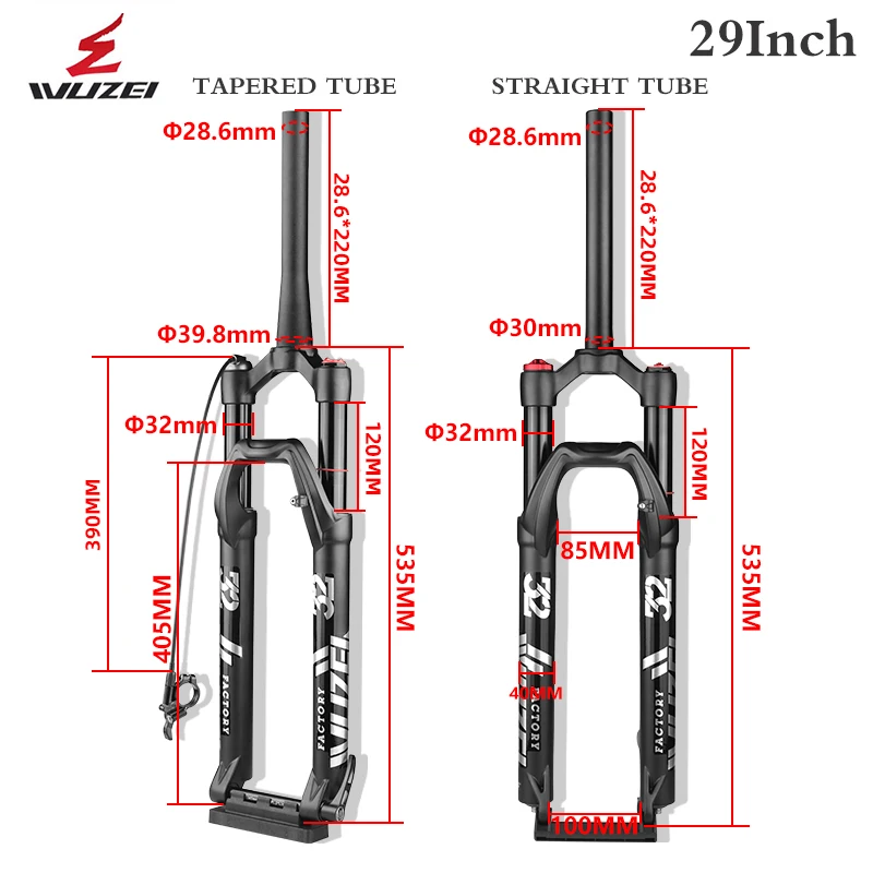 WUZEI MTB fork bicycle 29 inch Suspension Air Oil Shoulder/Wire Control Mountain Bike  Forks mtb bicycle Brake Forks