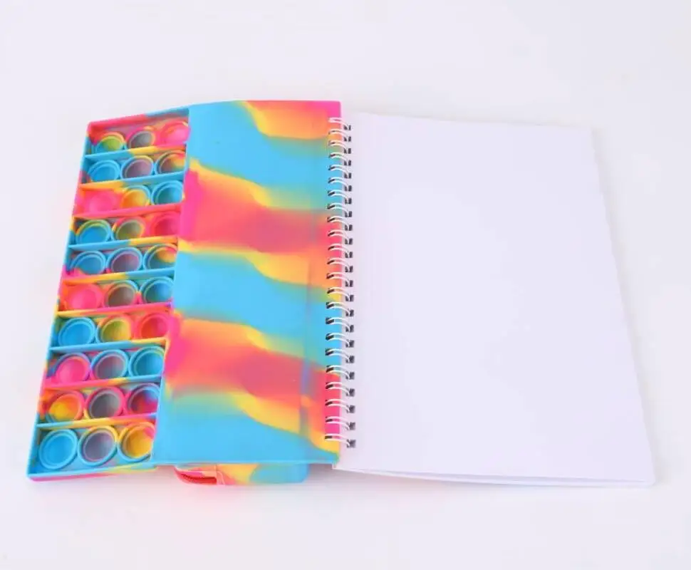 Minions cartoon cover silicone A5 bubble notebook fidget sensory toys push bubbles notebook with pencil case